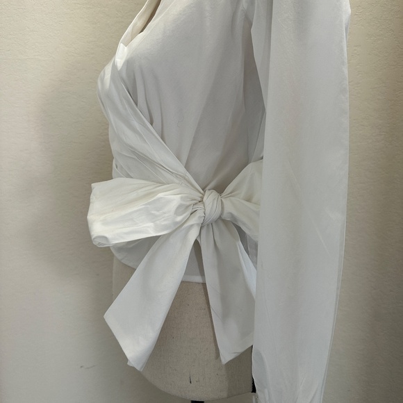 PINKO White Long sleeves Wrap Around Top - Picture 4 of 9